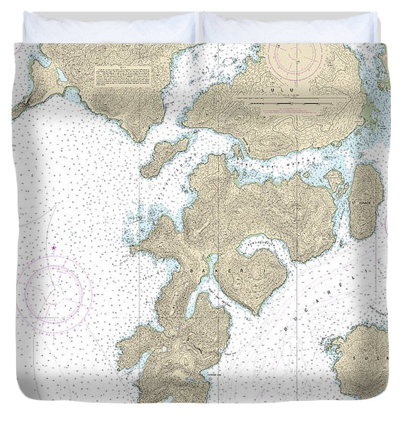 Nautical Chart 17406 Baker, Noyes, Luluislands Adjacent Waters Duvet Cover