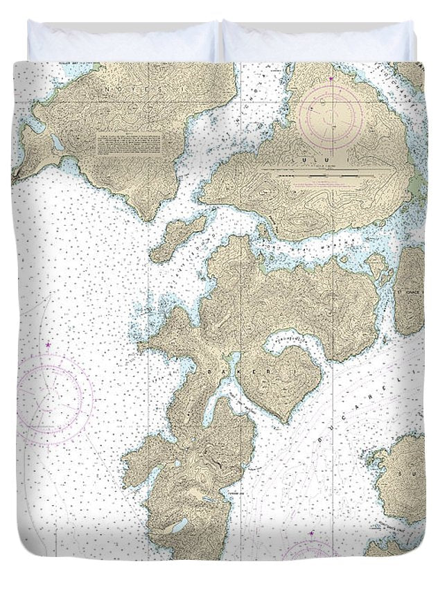 Nautical Chart-17406 Baker, Noyes,-luluislands-adjacent Waters - Duvet Cover