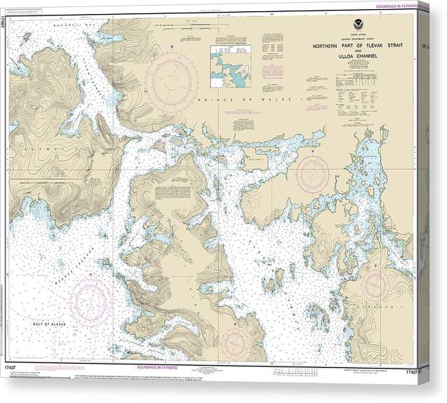 Nautical Chart-17407 Northern Part-Tlevak Strait-Uloa Channel Canvas Print