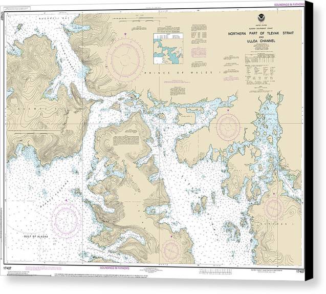 Nautical Chart-17407 Northern Part-tlevak Strait-uloa Channel - Canvas Print