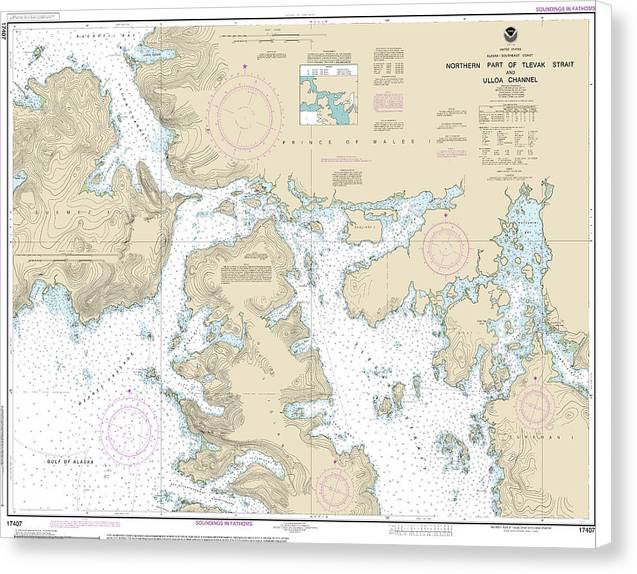 Nautical Chart-17407 Northern Part-tlevak Strait-uloa Channel - Canvas Print