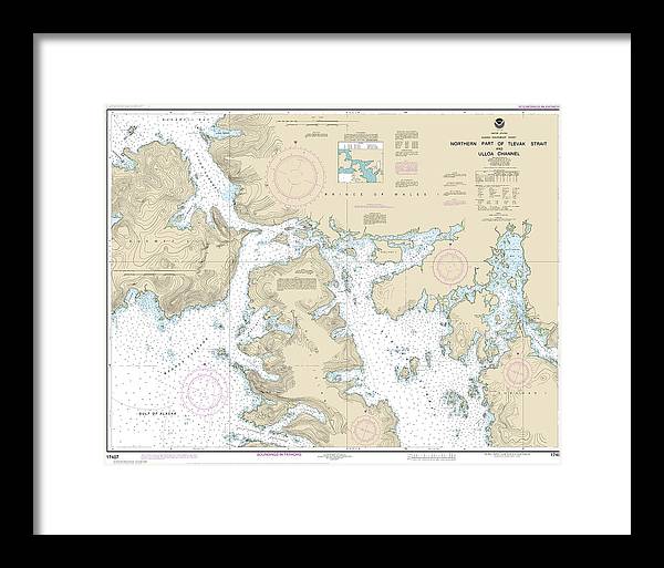 Nautical Chart-17407 Northern Part-tlevak Strait-uloa Channel - Framed Print