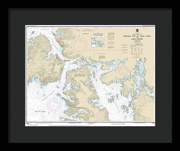 Nautical Chart-17407 Northern Part-tlevak Strait-uloa Channel - Framed Print