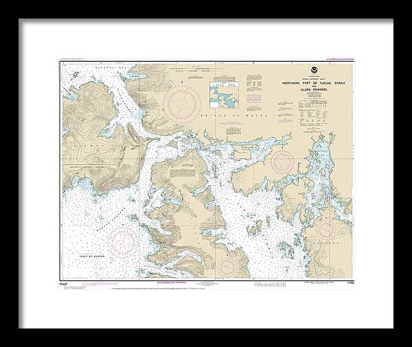 Nautical Chart-17407 Northern Part-tlevak Strait-uloa Channel - Framed Print