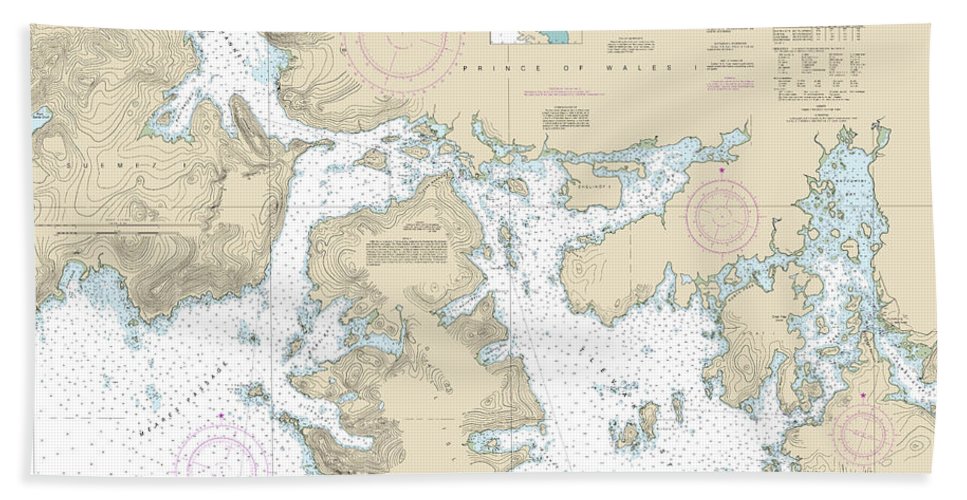 Nautical Chart 17407 Northern Part Tlevak Strait Uloa Channel Bath Towel