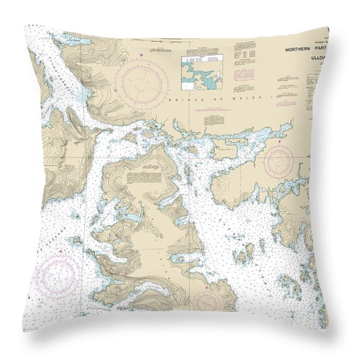 Nautical Chart-17407 Northern Part-tlevak Strait-uloa Channel - Throw Pillow