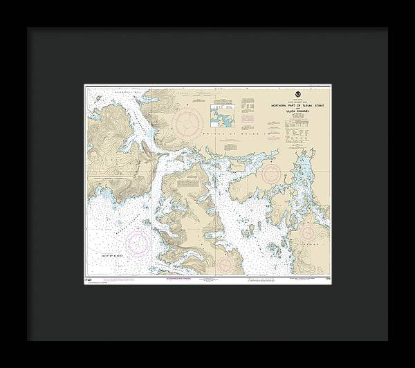 Nautical Chart-17407 Northern Part-tlevak Strait-uloa Channel - Framed Print