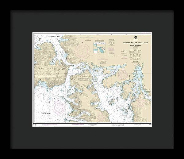 Nautical Chart-17407 Northern Part-tlevak Strait-uloa Channel - Framed Print