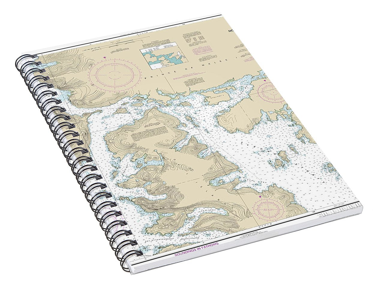 Nautical Chart-17407 Northern Part-tlevak Strait-uloa Channel - Spiral Notebook