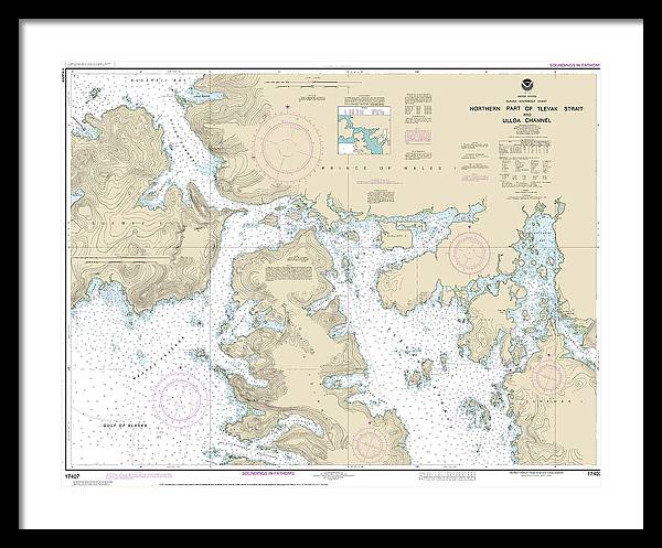 Nautical Chart-17407 Northern Part-tlevak Strait-uloa Channel - Framed Print