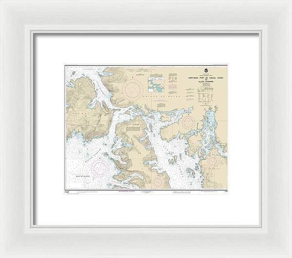 Nautical Chart-17407 Northern Part-tlevak Strait-uloa Channel - Framed Print