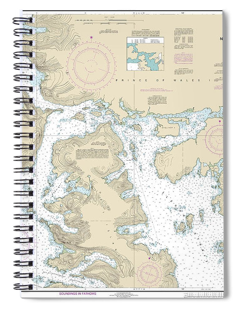 Nautical Chart 17407 Northern Part Tlevak Strait Uloa Channel Spiral Notebook