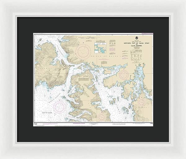 Nautical Chart-17407 Northern Part-tlevak Strait-uloa Channel - Framed Print