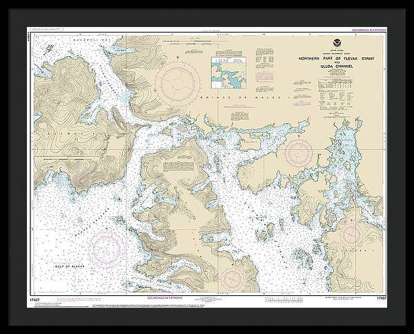 Nautical Chart-17407 Northern Part-tlevak Strait-uloa Channel - Framed Print