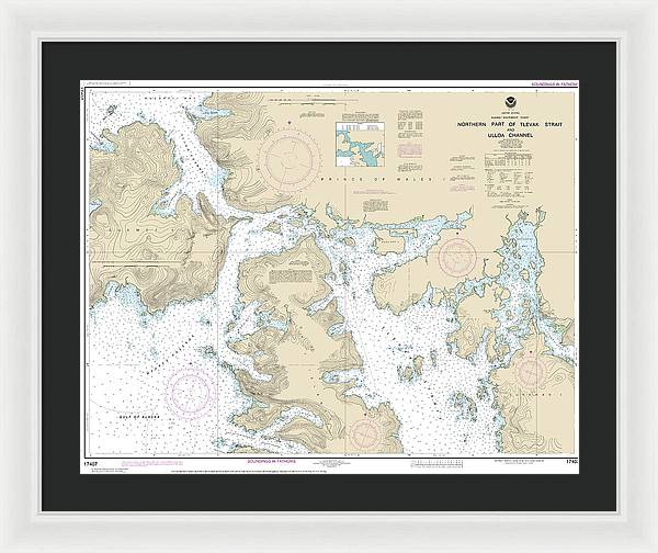 Nautical Chart-17407 Northern Part-tlevak Strait-uloa Channel - Framed Print