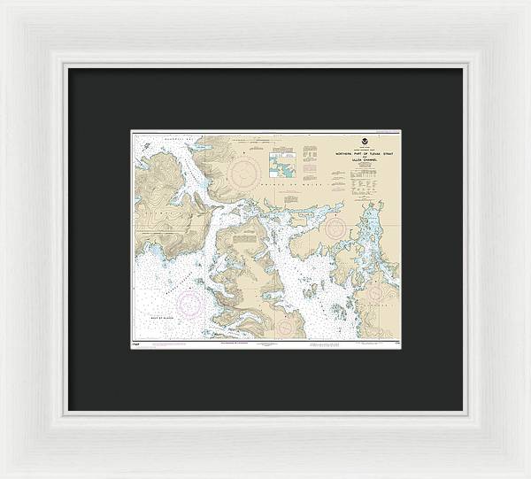 Nautical Chart-17407 Northern Part-tlevak Strait-uloa Channel - Framed Print