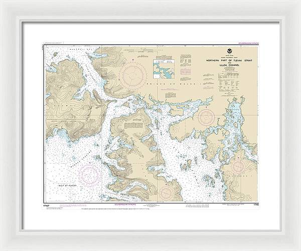 Nautical Chart-17407 Northern Part-tlevak Strait-uloa Channel - Framed Print