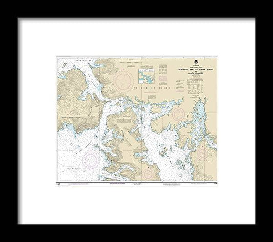 Nautical Chart-17407 Northern Part-tlevak Strait-uloa Channel - Framed Print