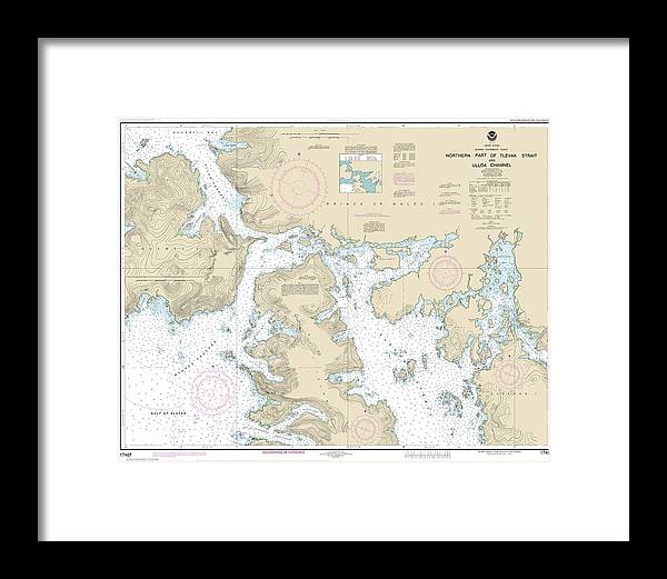 Nautical Chart-17407 Northern Part-tlevak Strait-uloa Channel - Framed Print