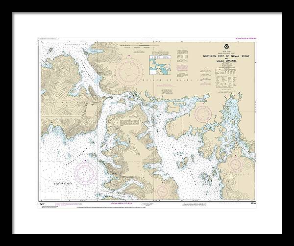 Nautical Chart-17407 Northern Part-tlevak Strait-uloa Channel - Framed Print