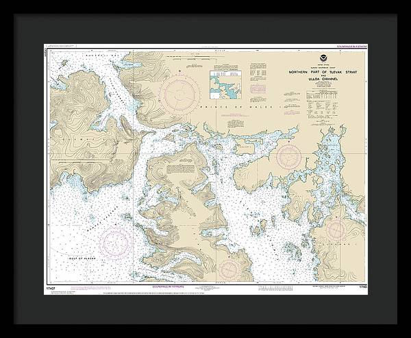 Nautical Chart-17407 Northern Part-tlevak Strait-uloa Channel - Framed Print