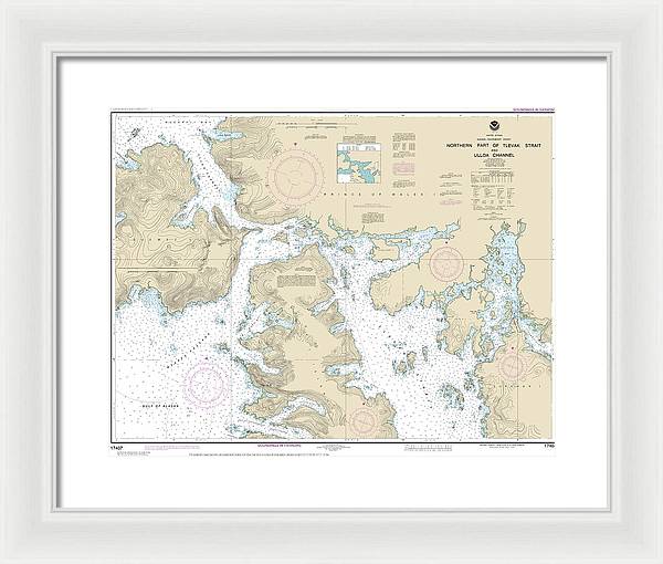 Nautical Chart-17407 Northern Part-tlevak Strait-uloa Channel - Framed Print