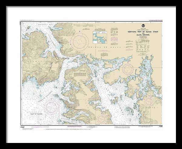 Nautical Chart-17407 Northern Part-tlevak Strait-uloa Channel - Framed Print