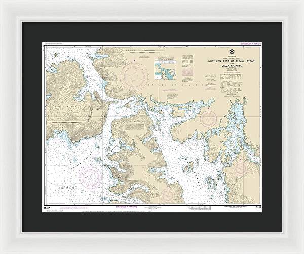 Nautical Chart-17407 Northern Part-tlevak Strait-uloa Channel - Framed Print