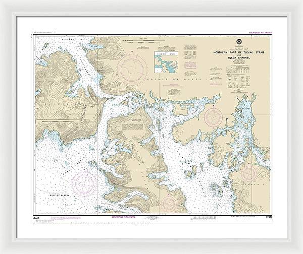 Nautical Chart-17407 Northern Part-tlevak Strait-uloa Channel - Framed Print