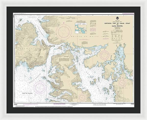 Nautical Chart-17407 Northern Part-tlevak Strait-uloa Channel - Framed Print