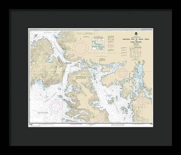 Nautical Chart-17407 Northern Part-tlevak Strait-uloa Channel - Framed Print