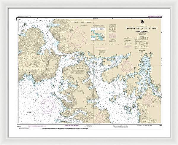 Nautical Chart-17407 Northern Part-tlevak Strait-uloa Channel - Framed Print