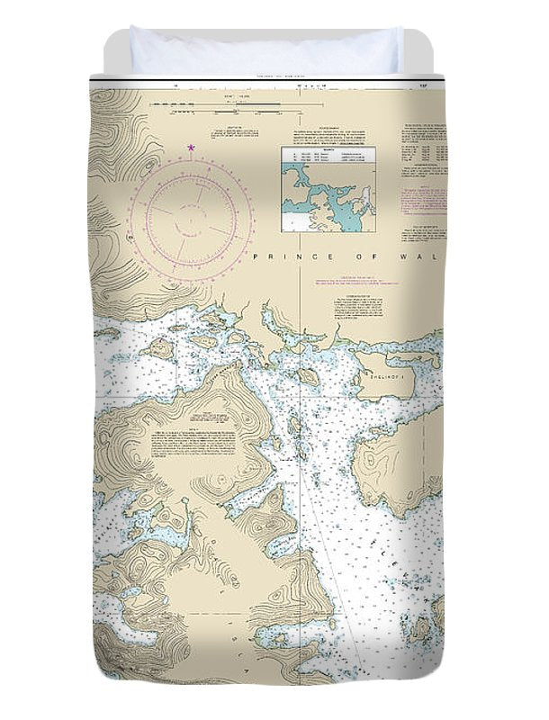 Nautical Chart-17407 Northern Part-tlevak Strait-uloa Channel - Duvet Cover