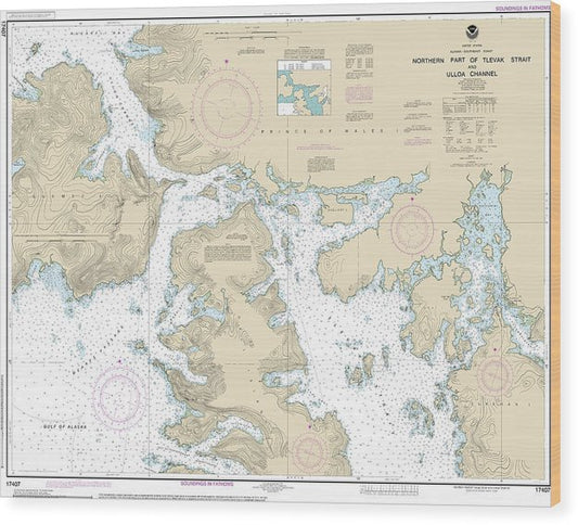Nautical Chart-17407 Northern Part-Tlevak Strait-Uloa Channel Wood Print