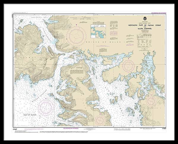 Nautical Chart-17407 Northern Part-tlevak Strait-uloa Channel - Framed Print