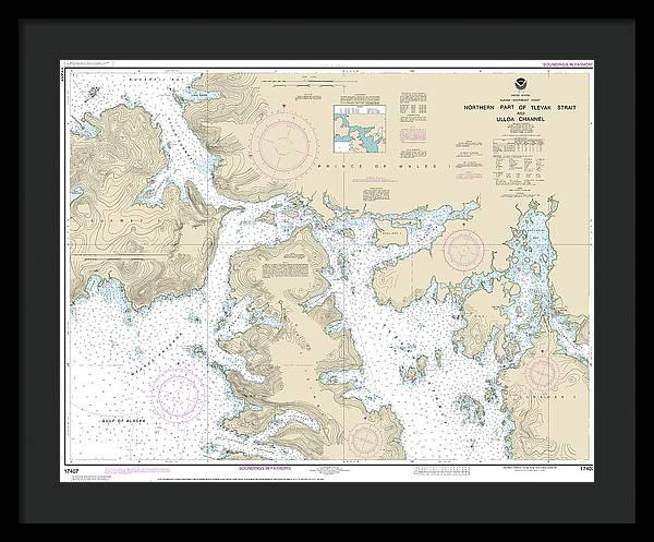 Nautical Chart-17407 Northern Part-tlevak Strait-uloa Channel - Framed Print