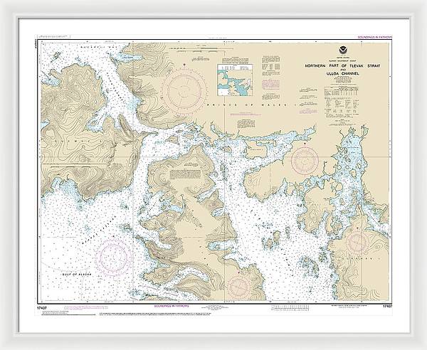 Nautical Chart-17407 Northern Part-tlevak Strait-uloa Channel - Framed Print