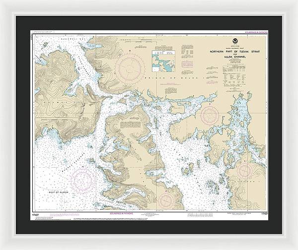 Nautical Chart-17407 Northern Part-tlevak Strait-uloa Channel - Framed Print