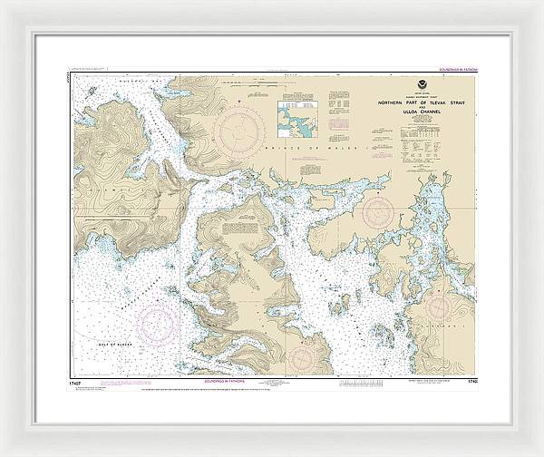 Nautical Chart-17407 Northern Part-tlevak Strait-uloa Channel - Framed Print