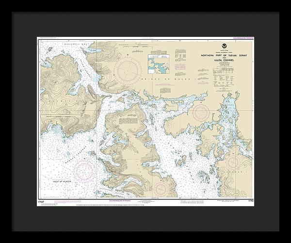 Nautical Chart-17407 Northern Part-tlevak Strait-uloa Channel - Framed Print