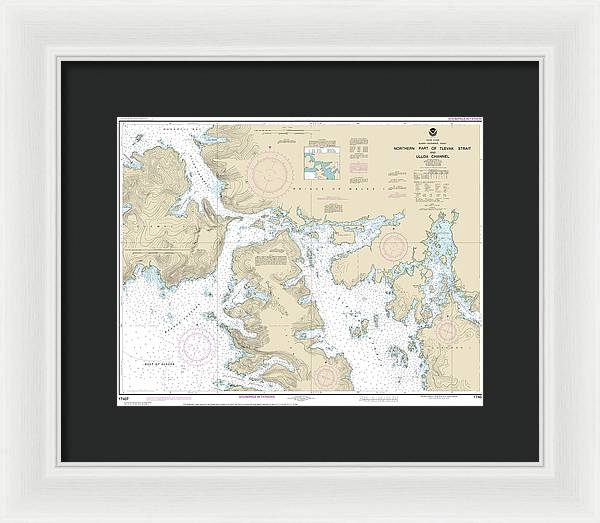 Nautical Chart-17407 Northern Part-tlevak Strait-uloa Channel - Framed Print