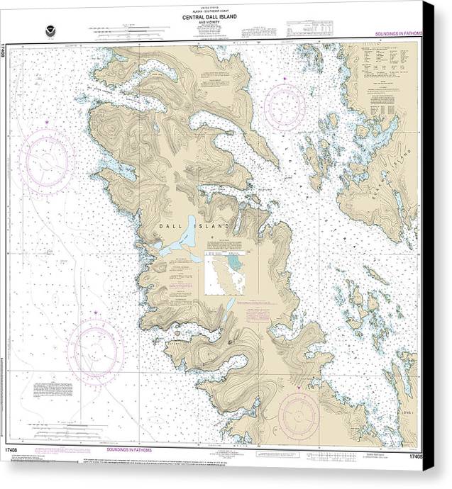 Nautical Chart-17408 Central Dall Island-vicinity - Canvas Print