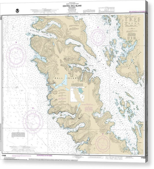 Nautical Chart-17408 Central Dall Island-Vicinity  Acrylic Print