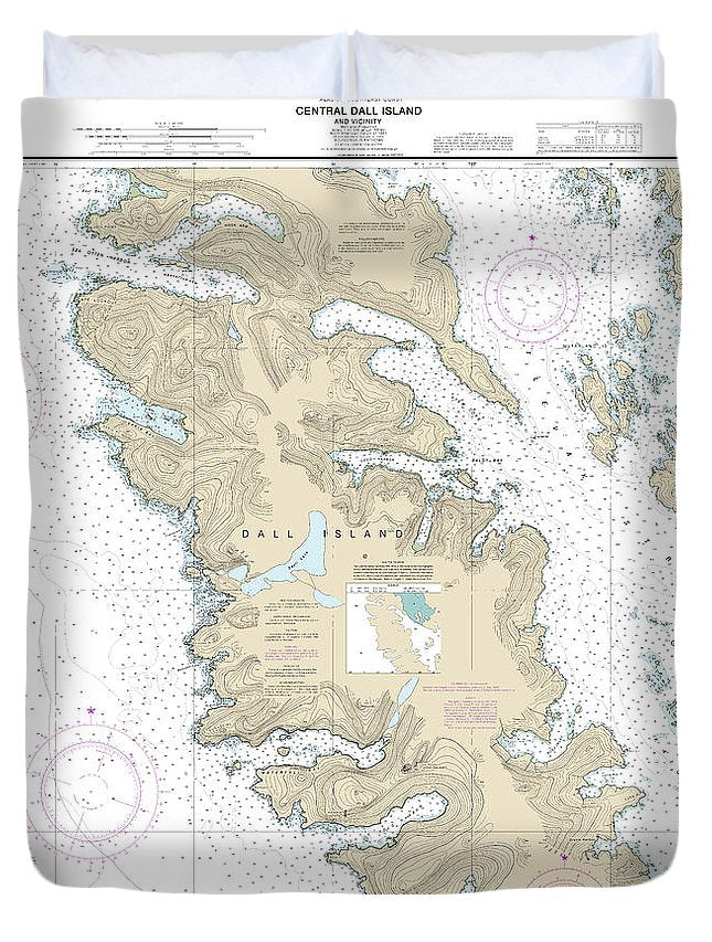 Nautical Chart-17408 Central Dall Island-vicinity - Duvet Cover