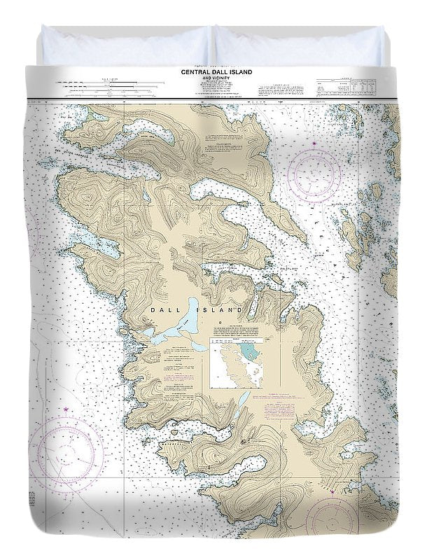 Nautical Chart-17408 Central Dall Island-vicinity - Duvet Cover