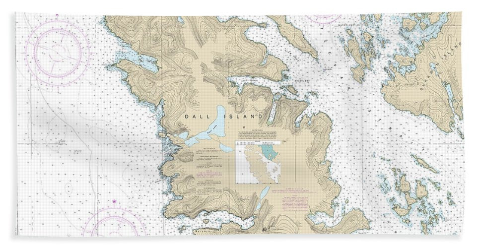 Nautical Chart 17408 Central Dall Island Vicinity Bath Towel