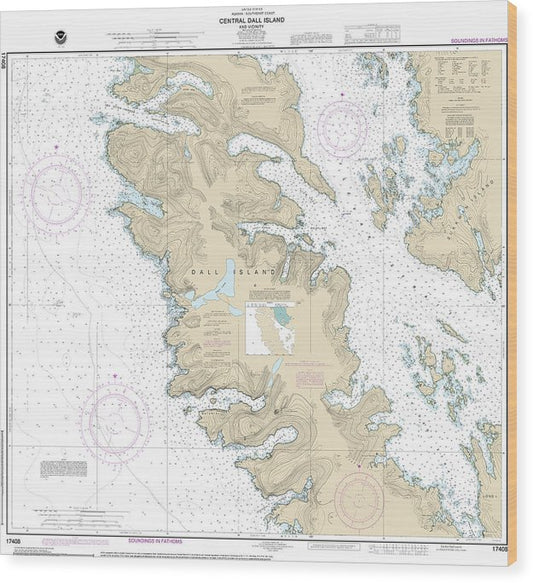 Nautical Chart-17408 Central Dall Island-Vicinity Wood Print