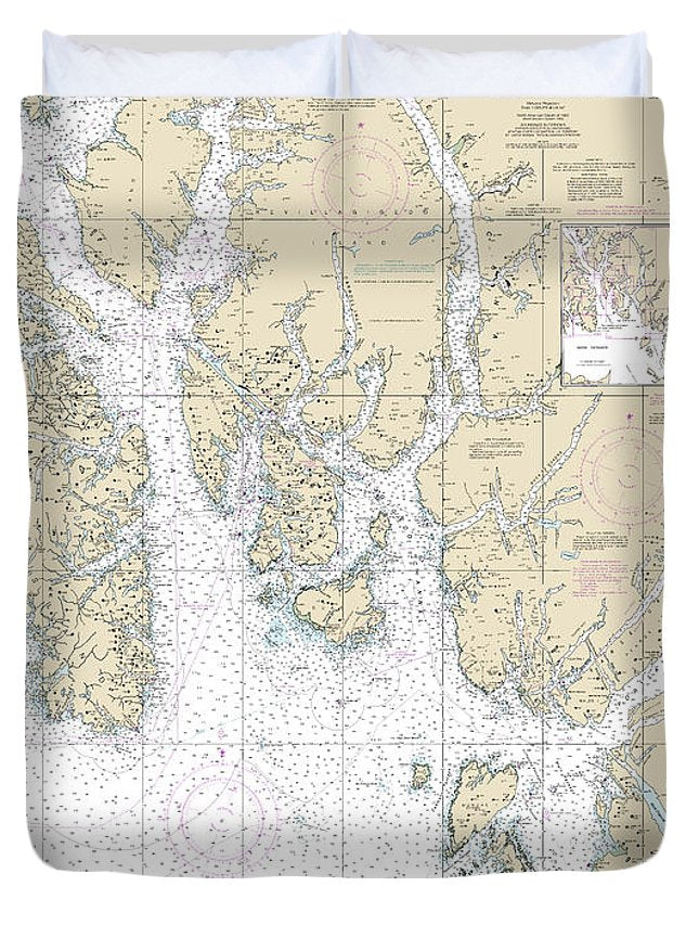 Nautical Chart-17420 Hecate Strait-etolin Island, Including Behm-portland Canals - Duvet Cover