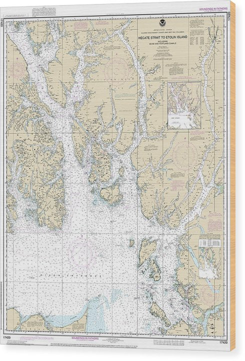 Nautical Chart-17420 Hecate Strait-Etolin Island, Including Behm-Portland Canals Wood Print