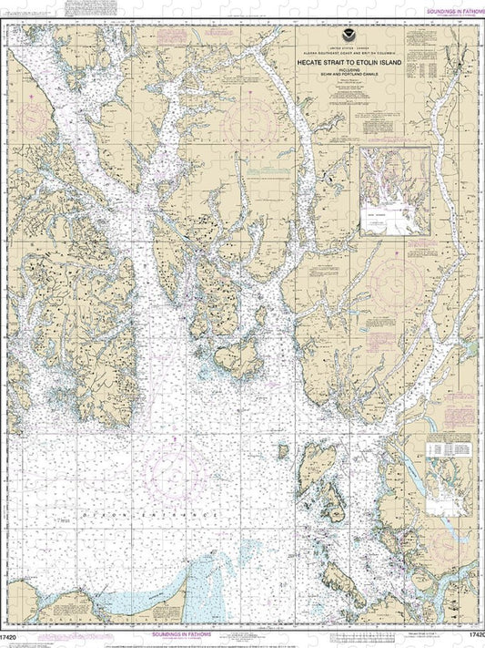 Nautical Chart 17420 Hecate Strait Etolin Island, Including Behm Portland Canals Puzzle